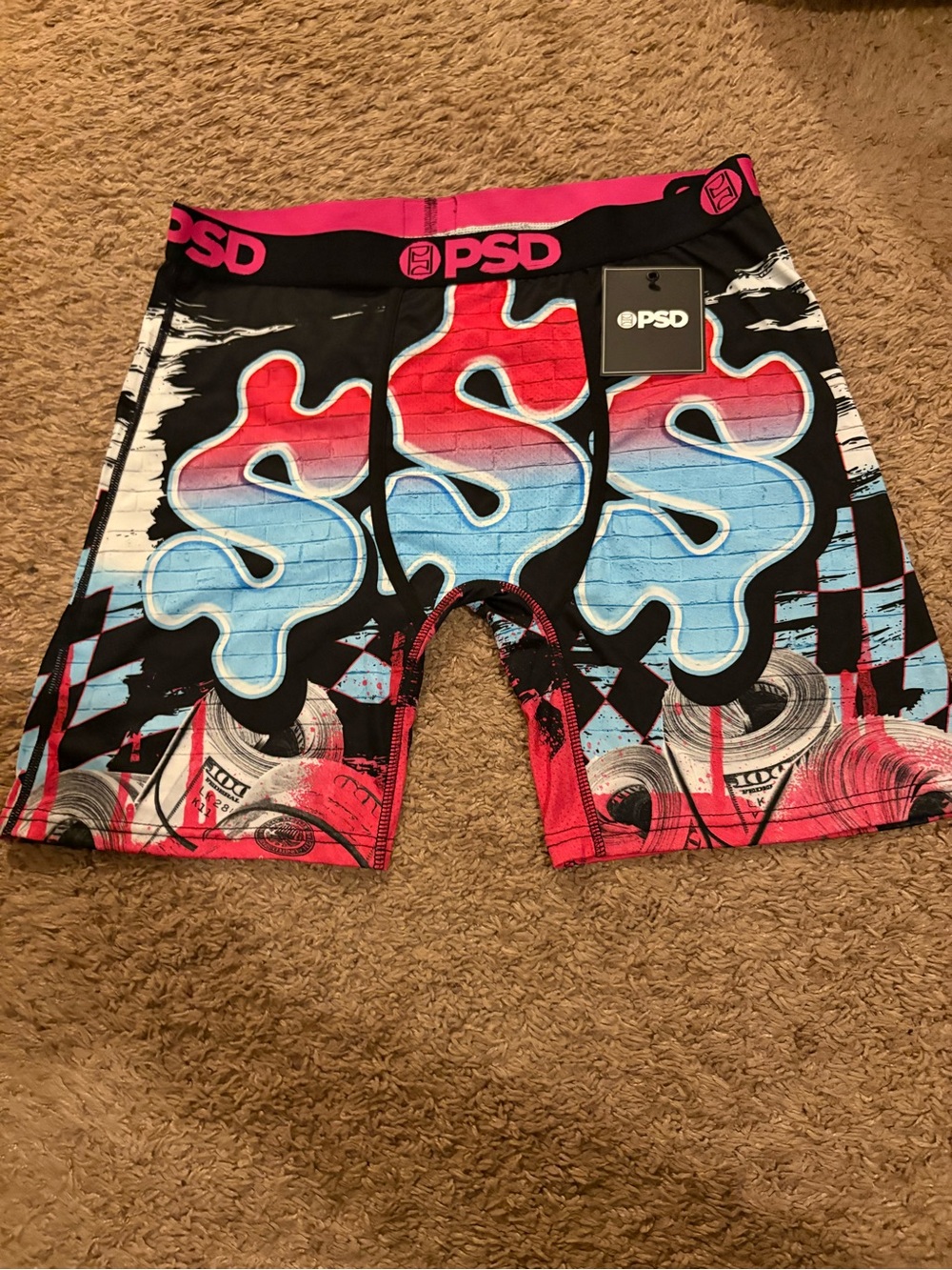 PSD Kids Blue & Pink Graphic Swim Trunks